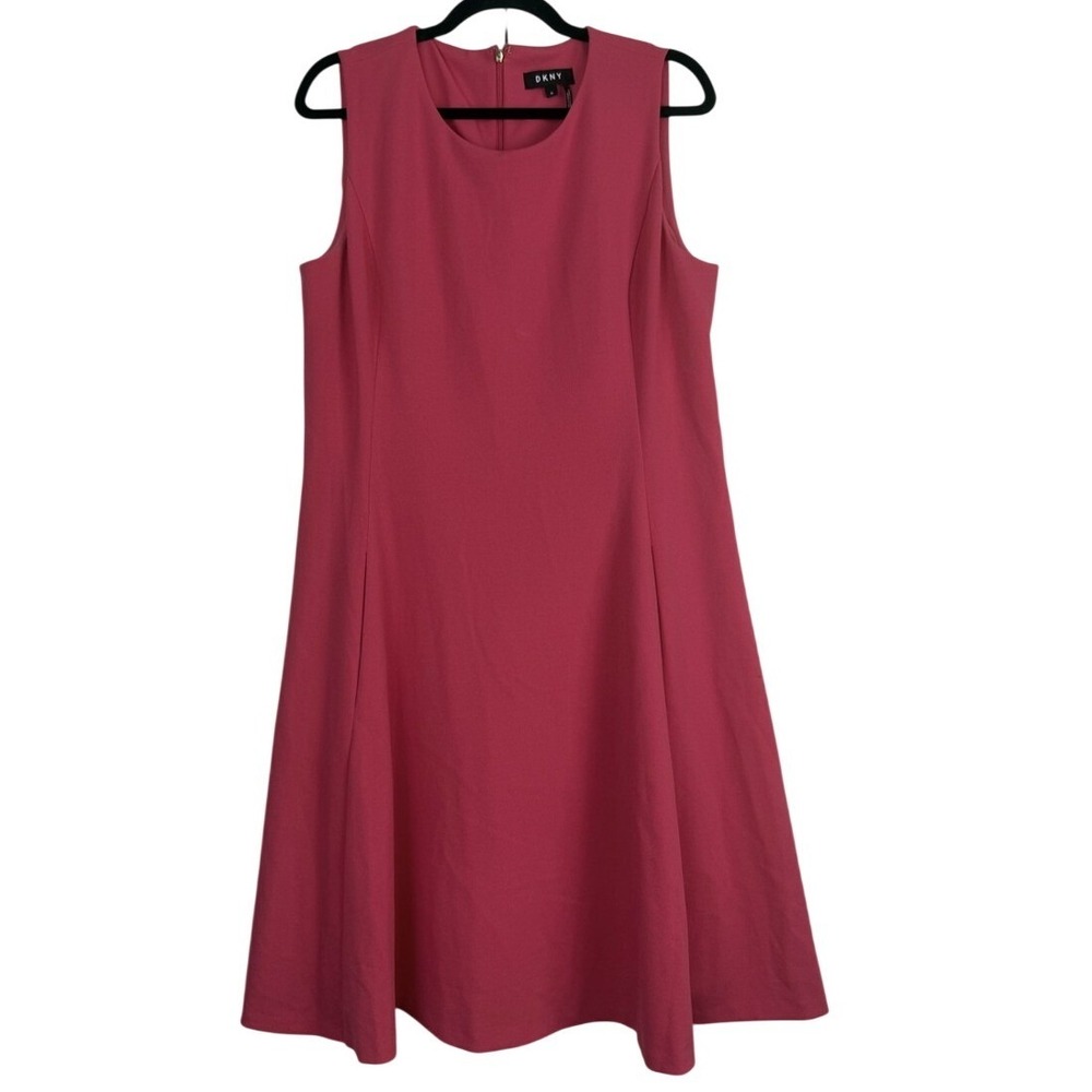 DKNY‎ Bright Pink Scoop Neck Sleeveless Sheath Dress Size 14